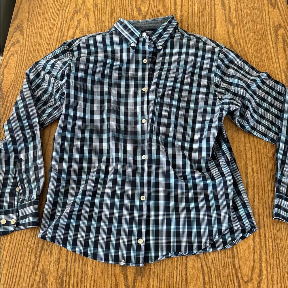 Haggar Navy and Light Blue Checkered Men's Shirt